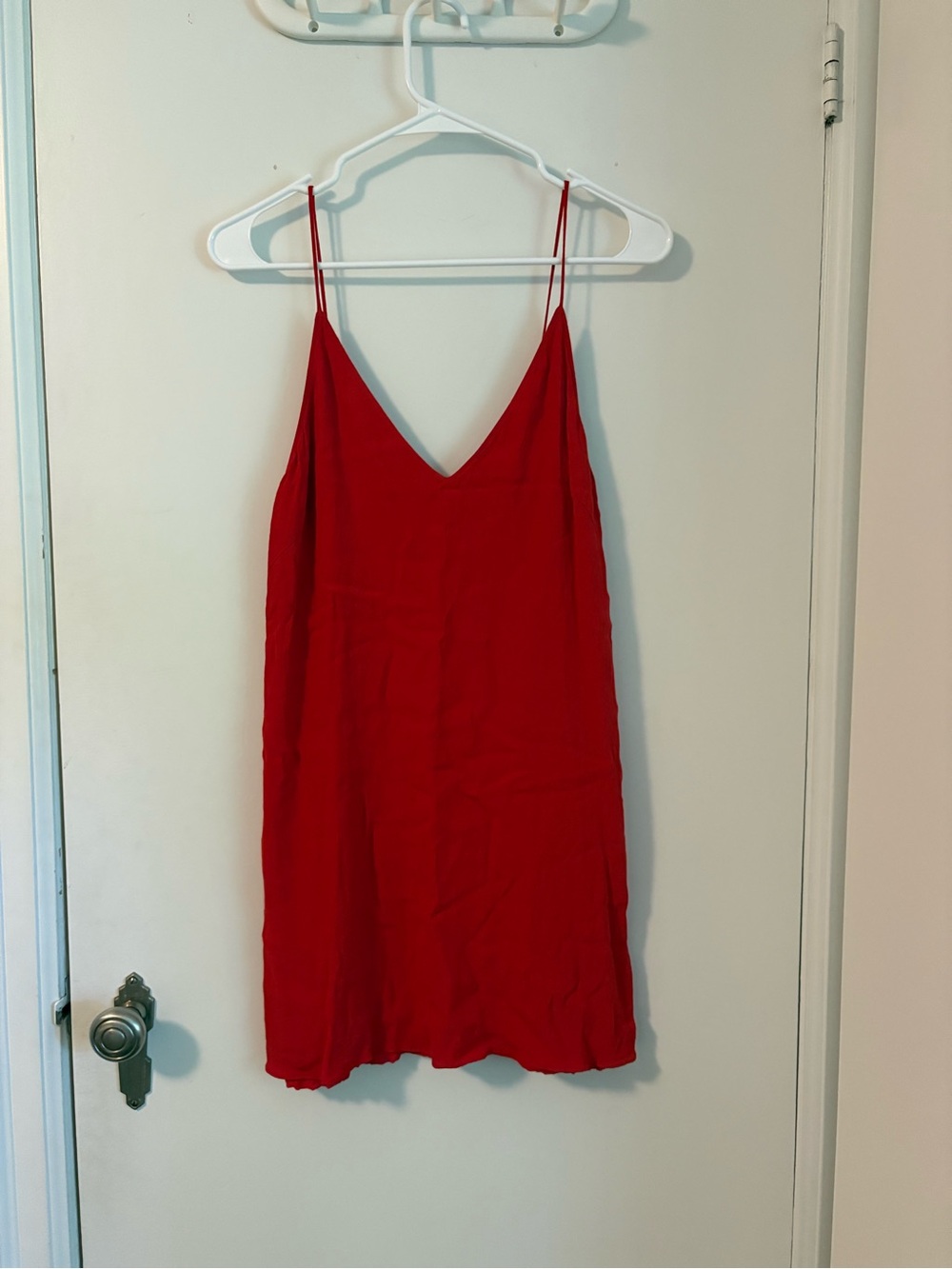 Wilfred Red Slip Chemise with V-Neck and Spaghetti Straps